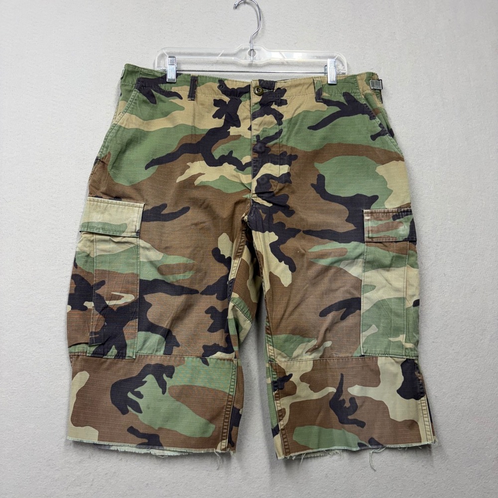 Propper Cargo Shorts Mens Large Regular Green Woodland Camo Cut Off Vintage BDU